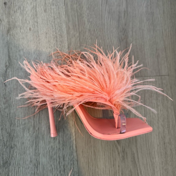 cult gaia Shoes - Cult Gaia Feathered Coral Heels